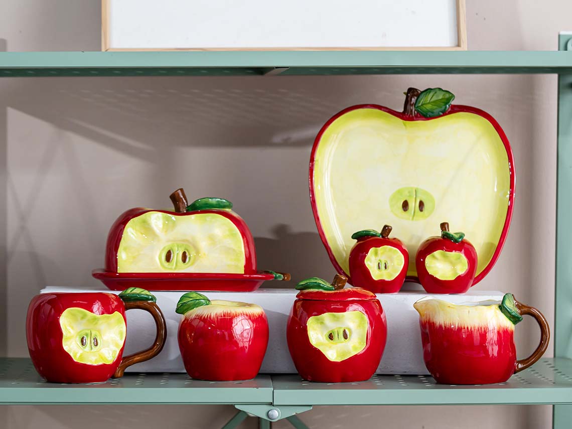 Red apple servo tableware-Products - YS Ceramics | Seasonal